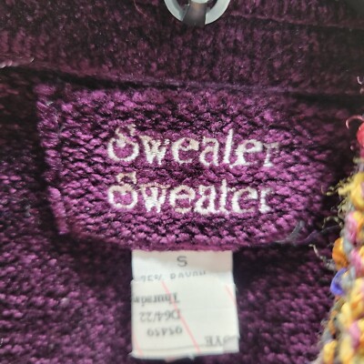 PINKU様 Sweater Sweater Wearable Art Crushed Velvet Cross Buttons Purple