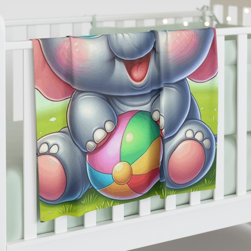 Baby Toddler Blanket Adorable Baby Elephant Design 4, 30x40 Gift Everyday - Picture 4 of 5