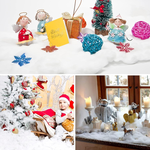 Christmas Fake Snow Decor, 5.6Oz Fluffy Indoor Cotton Artificial Snow Decoration - Picture 4 of 12