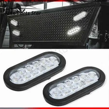 2Pcs 6" 10 LED Oval White Trailer Truck Reverse Backup Tail Light w/Grommet Plug