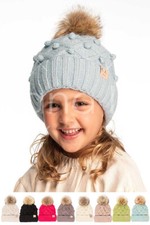 C.C Kids Girl Boy Winter Warm Two Tone Solid Color Handmade Bobble Pom Beanie