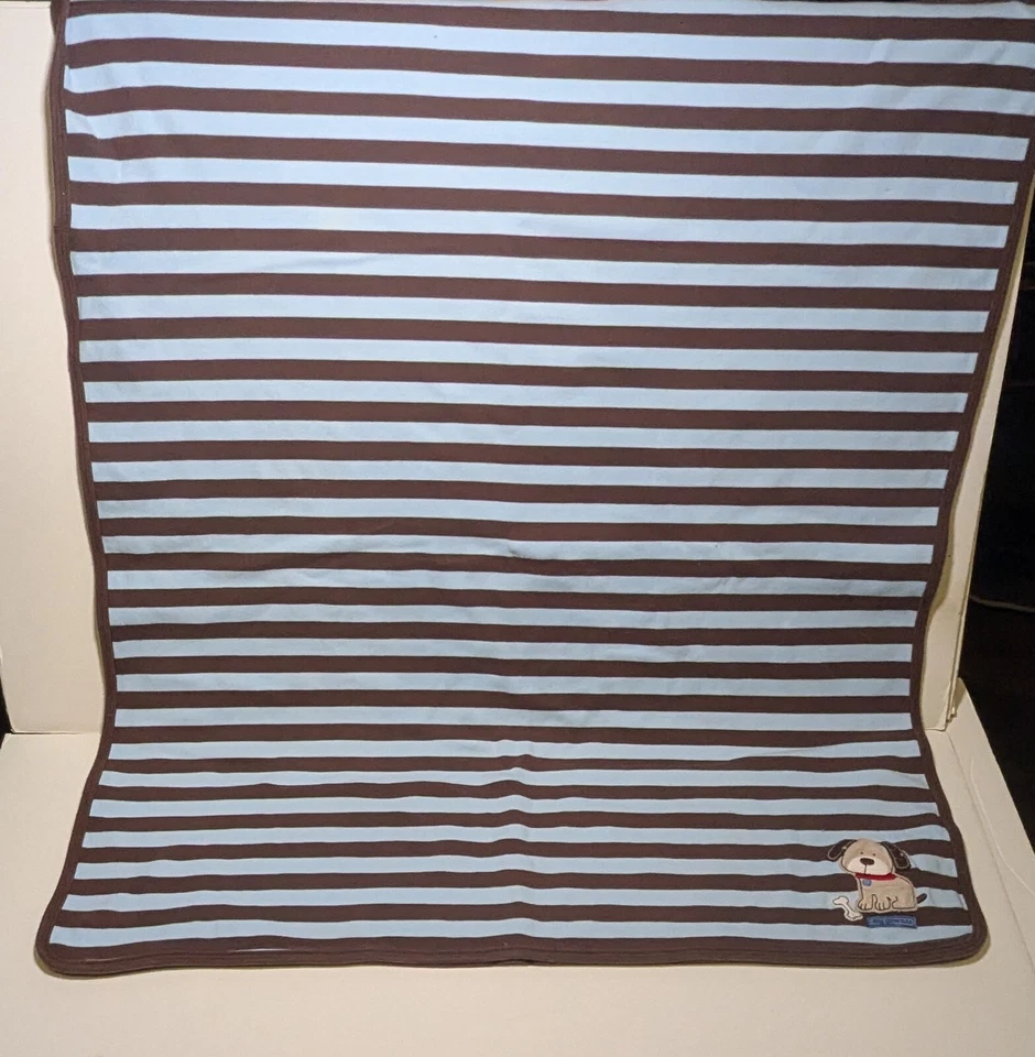 Camiseta Carter's Baby Blanket Dog Gone fofa cachorrinho listras marrons azuis algodão - Imagem 4 de 4