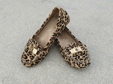 Vionic Orthaheel Sydney Driver Loafers Calf Hair Leopard Flats Women's 6 flaw
