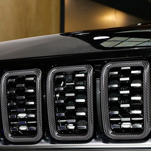 7pcs Front Grille Trim Ring Insert for Jeep Grand Cherokee 21-24 Carbon Fiber - Imagen 4 de 11
