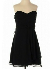 Express Black Strapless Sweetheart Chiffon Cocktail A-Line Mini Dress Sz 0 NWT!