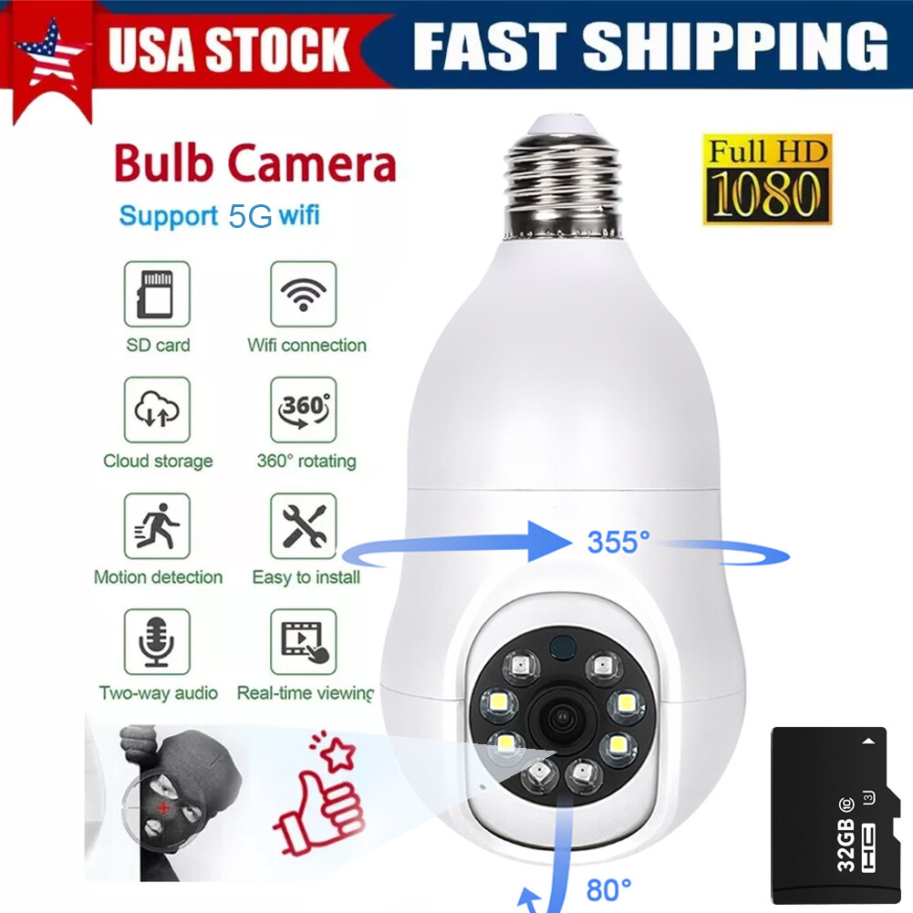 Wireless Security 360° 1080P IP E27 Light Bulb Camera WiFi IR Night Surveillance