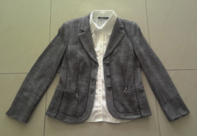 Basler Black Label Blazer Jacke 34% Schurwolle Gr.38 Grau Kariert