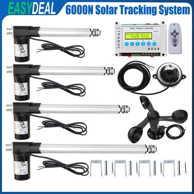 LCD Dual Axis Solar Panel Tracking Tracker &DC 6000N Linear Actuator &Anemometer