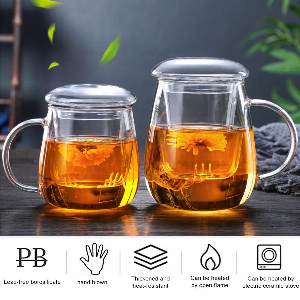 China Glass Cup with Lid Tea Coffee Factory Price Wholesale Customized Logo  Manufacturer and Supplier