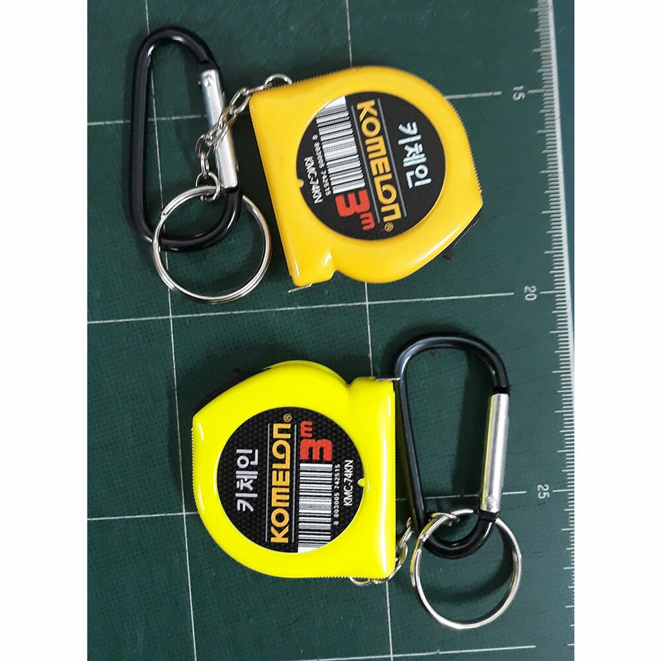 3ea Komelon Keychain Tape Measure 3M x 6mm Rulers KMC-74KN Carabiner Clip korea - Image 2 of 4