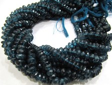 London Blue Topaz Rondelle Faceted 7-8mm Beads Strand 13 Inches Long