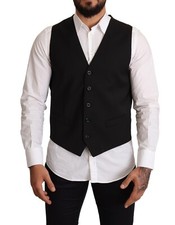 DOLCE & GABBANA Vest Dress Waistcoat Black Wool Formal IT50 / US40 / L RRP $500