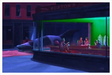 Beetlejuice Nighthawks Night Diner Giclee Art Print Poster 24x16 Mondo