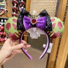 Snow White Evil Queen Poison Apple Disney Parks Sequin Minnie Ears Bow Headband