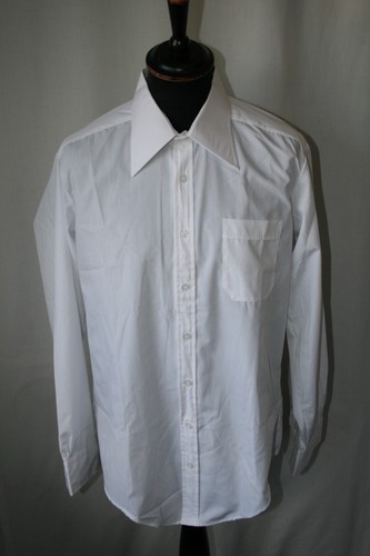 Vtg 70's Canada Deluxe white large collar dress shirt size large mod revival