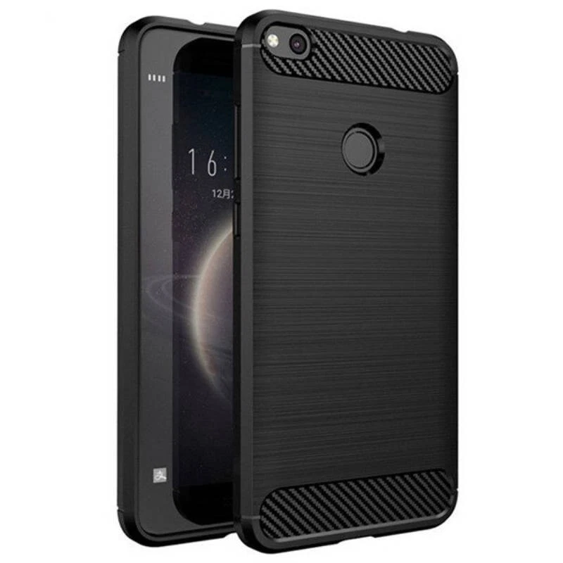 COVER CARBON LOOK per HUAWEI P8 LITE 2017 - CUSTODIA SILICONE NERO - Immagine 2 di 4
