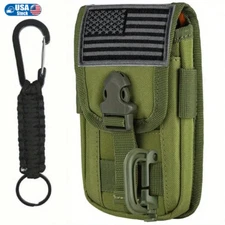 Tactical Molle Pouch Phone Holster Belt Clip Closure Holder with Flag Patch Hook