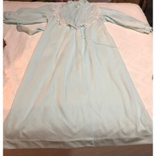 Gillian O Malley Blue Embroidered Rolled Collar Long Sleeve Robe Granny Core