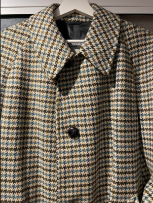 Aquascutum 80s Club Check Wool Balmacaan Coat Raglan Sleeve