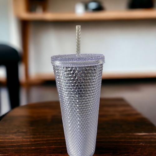 New 2019 Starbucks Studded Platinum Silver Bling Cold Cup Tumbler 24oz Venti #37 - Picture 2 of 3
