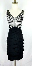 NWT Eliza J Sleeveless Dress Size Missy 4 Black Illusion Mesh Ruffle Tiered