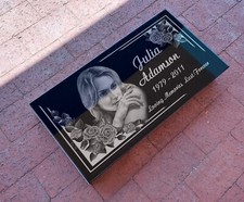 12x24x0.45 inch Human Headstone, Tombstone, Grave Marker, Diamond Engraved