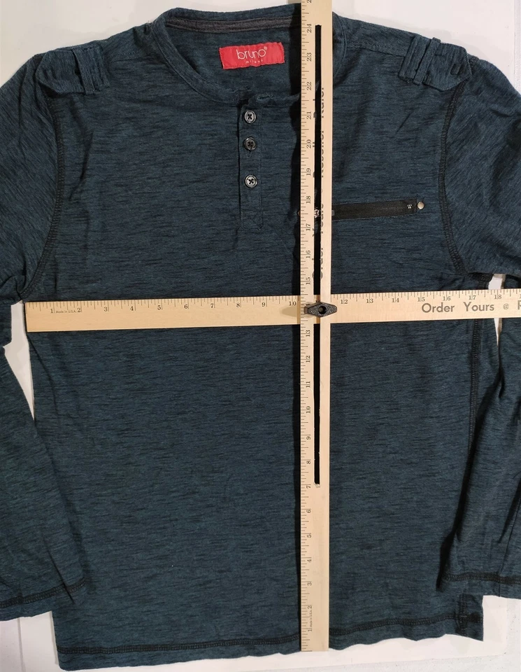Suéter Para Hombres Pequeño Bruno Milano Manga Larga Camisa Azul Oscuro S Sudadera  Foto 3 de 3