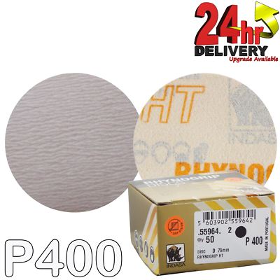 Indasa Rhynogrip HT Line 75 mm 3'' Schleifscheiben P400 Box mit 50 Griffsystem