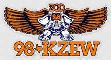 98 KZEW-FM Window Sticker (Orange & Blue, 7.69" x 4.01")