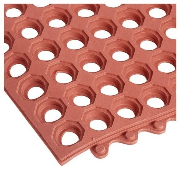 Apache Mills 3' x 3' Grease Resistant Red Interlocking Anti-Fatigue Mat 5/8 inch - Image 2 of 4