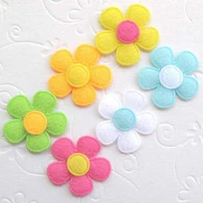 60 pcs x 1" Mix Plain Felt Spring Flower Padded Appliques for Baby Shower ST89