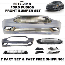 For 2017 2018 Ford Fusion Front Bumper Cover Assembly Titanium Fog Trim