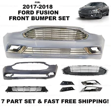 FOR 2017 2018 FORD FUSION FRONT BUMPER COVER ASSEMBLY TITANIUM FOG TRIM