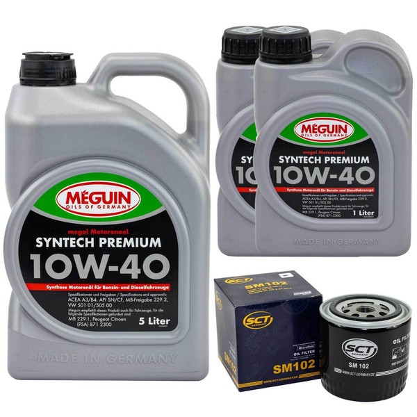 MotoröL Set Syntech 10W-40 Meguin 7 Liter + ÖLfilter FüR Alfa Romeo Nissan 2.2-image