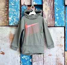 Girls Youth Nike Therma Dri-FIT Swoosh Logo Hoodie Size 6/M Gray PRE-OWNED