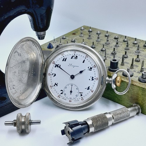 LONGINES POCKET - HUNTER - CA 18.50N -SILVER CASE - CIRCA 1931 - FULL SERVICE