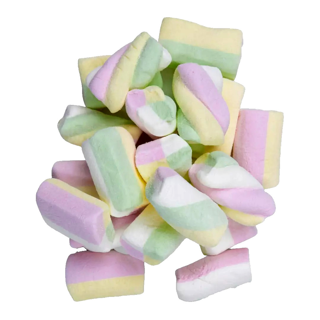 1kg Rainbow Twist Halal Marshmallows - BBE 28/5/26  Aladdins Sweets Bulk Buy