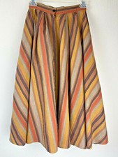 VTG STYLEMAN SPORTSWEAR Pleated XS Skirt 50s Rockabilly Brown Orange Stripe