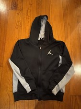Nike Jordan Therma Fit Boys Medium Black Gray Full Zip Hoodie Jacket