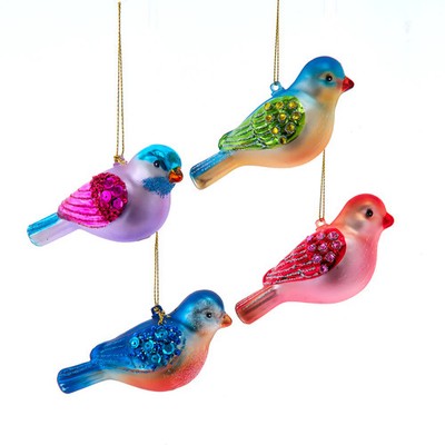 Kurt Adler Glass Colorful Bird Ornament Set E1099 Flights of Fancy C6423