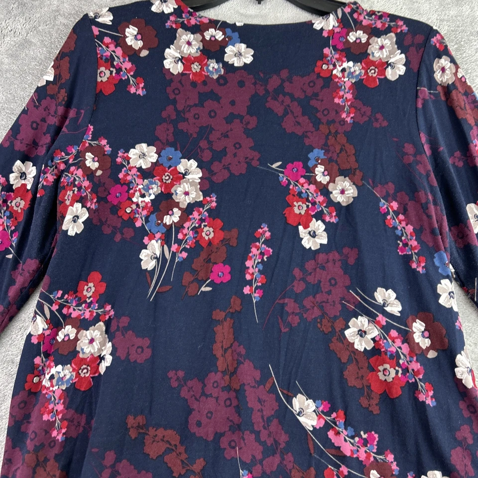 Blusa floral azul oscuro mediana Jill Wearever camisa manga 3/4 coqueta cabaña Foto 3 de 4