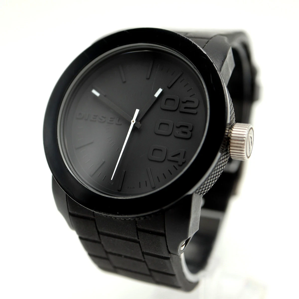 Diesel Mens Watch 43mm Black Dial Cushion Case Leather DZ 