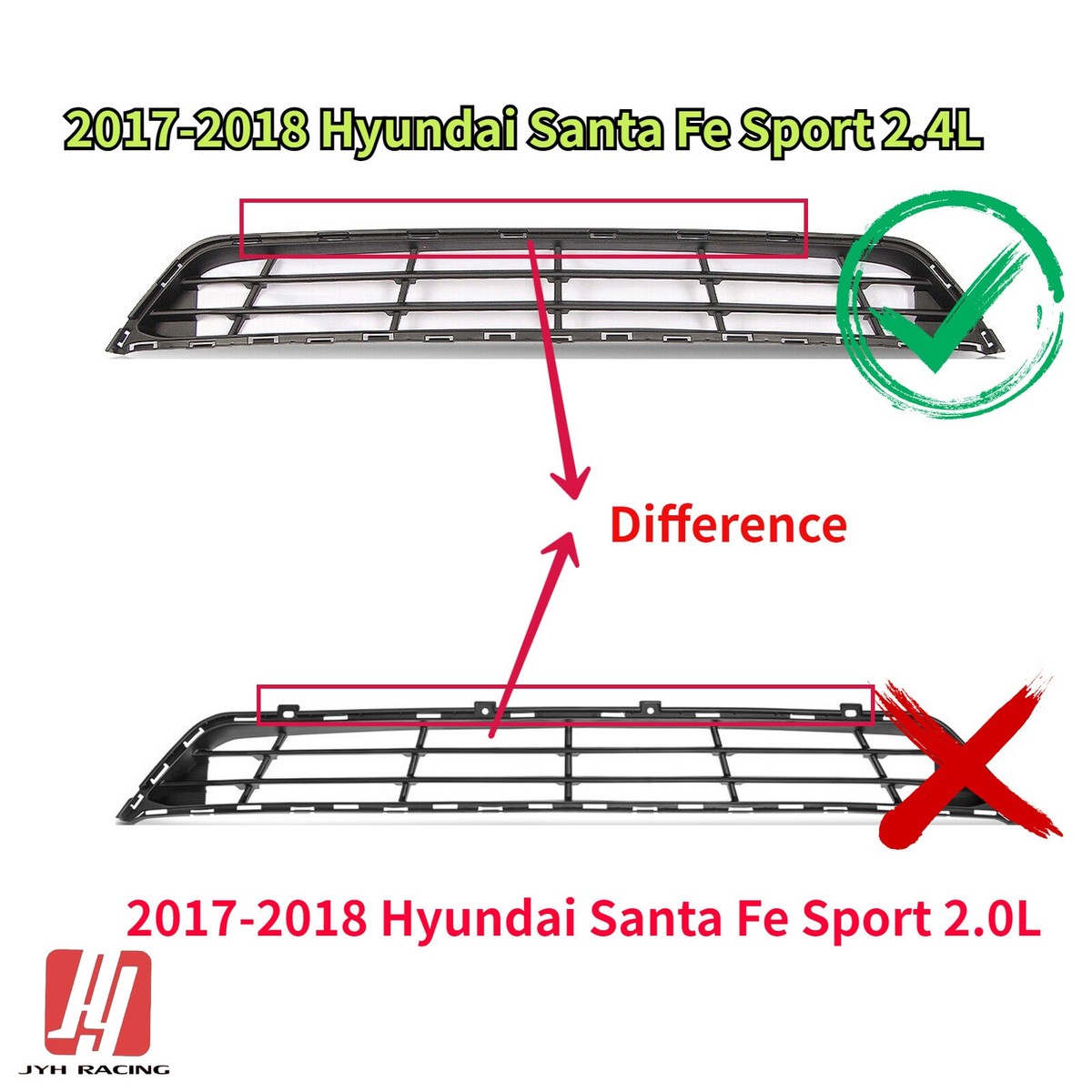Front Bumper Lower Grille For 17-18 Hyundai Santa Fe Sport