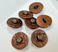 buttons copper enamel tone metal shank 7/8"- 23mm 5pcs
