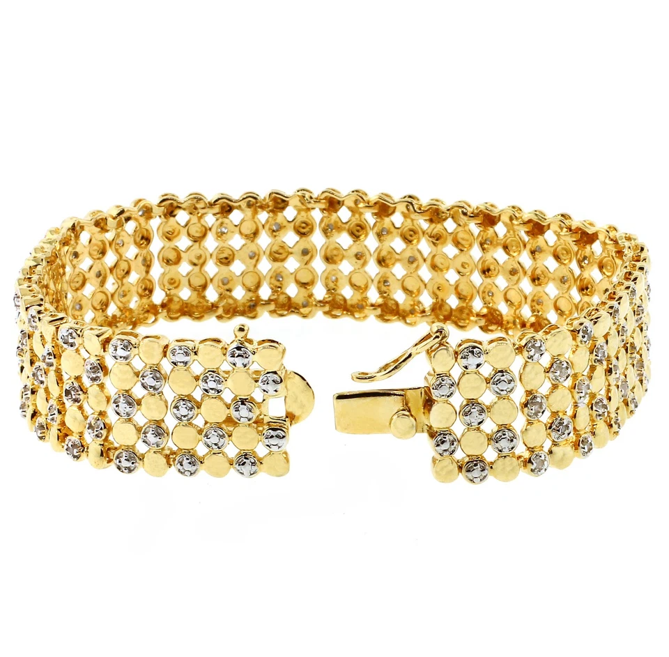 2.50 Carat Natural Diamond Wide Bracelet in Sterling Silver Luxury Jewelry Gift - Image 3 of 4