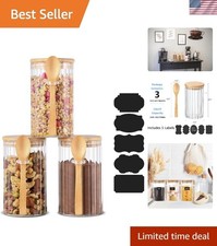 Luxury Airtight Glass Storage Jars with Bamboo Spoons   25 FL OZ for Organizing