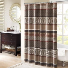 Princeton Geometric Jacquard Fabric Shower Curtain, Transitional Shower Curta...
