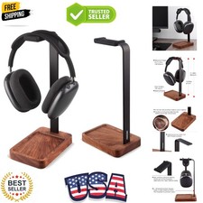 Walnut Wood  Aluminum Headset Holder, Desktop Headphone Stand, Universal hea...