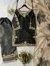 Unique Designer Heavy Fandy Crushi Silk Top And Sharara Palazzo With Dupatta