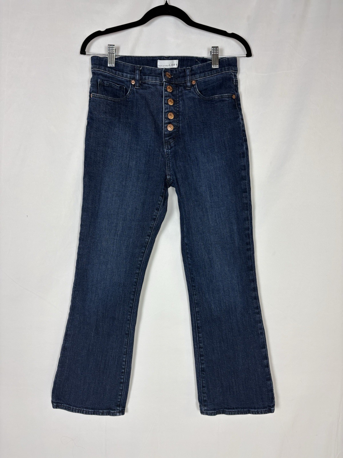 LOFT The Kick Crop Jeans Womens 4 / 27 Blue Medium Wash High Rise Stretch Denim